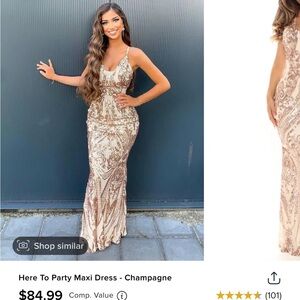 Champagne Maxi Dress with Paisley Design